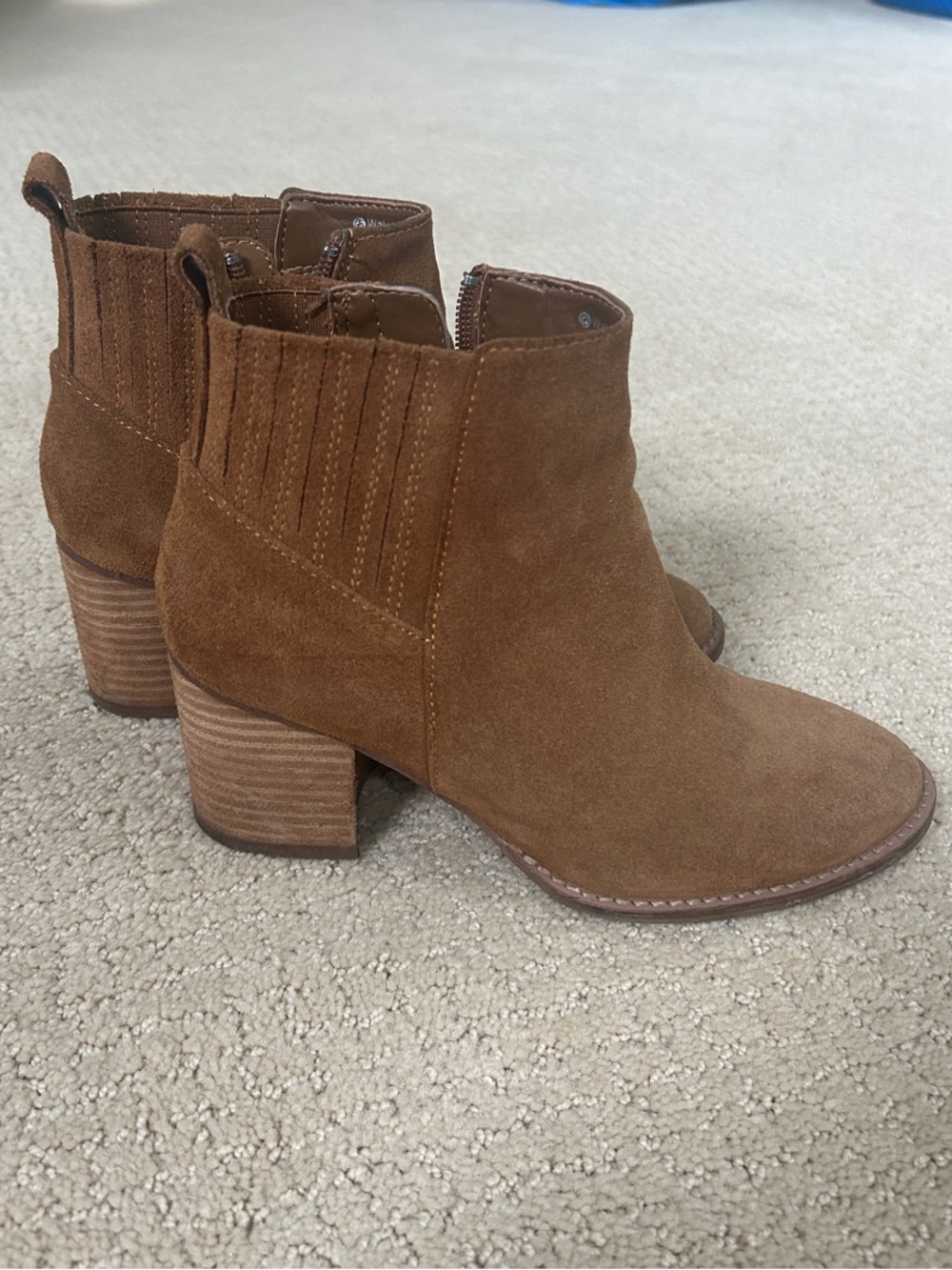 Blondo Suede Ankle Booties in Cognac Brown